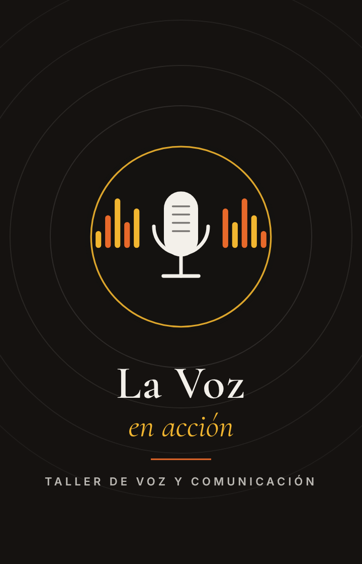 Identidad de La Voz en acción: micrófono entre barras de sonido en amarillo y naranja